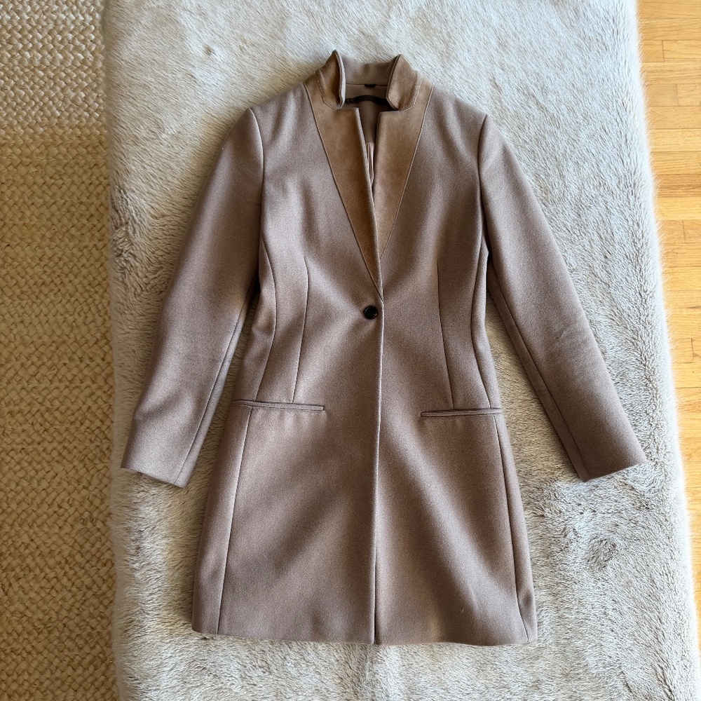 All Saints Wool Coat with Suede Collar